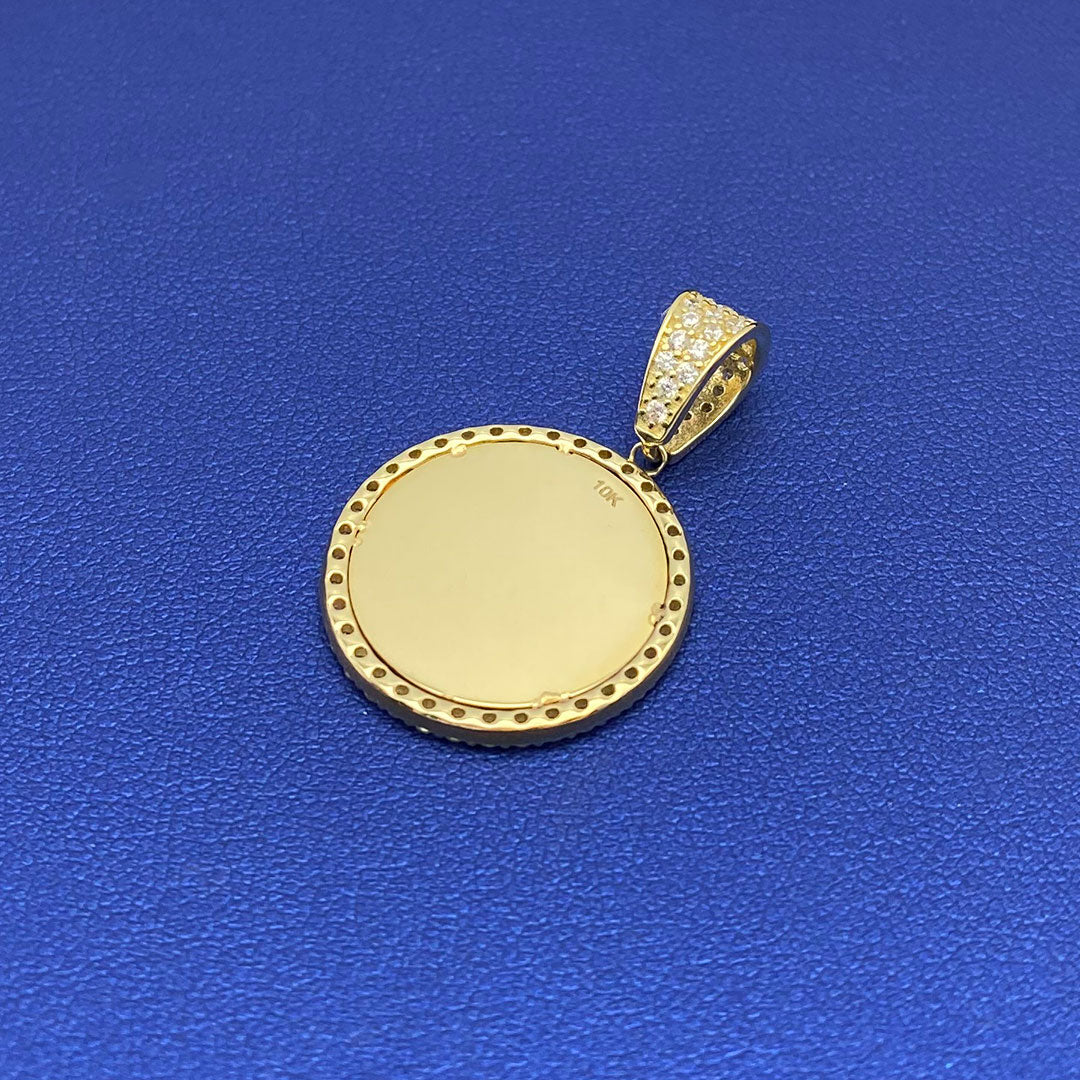10k CZ Custom Round Picture Pendant S